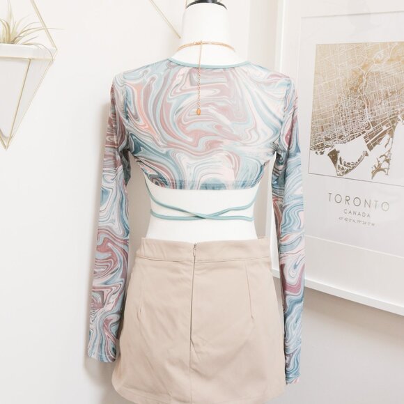 Sheer Blue Swirl Crop Top 🪺 SHEIN - Picture 4 of 7